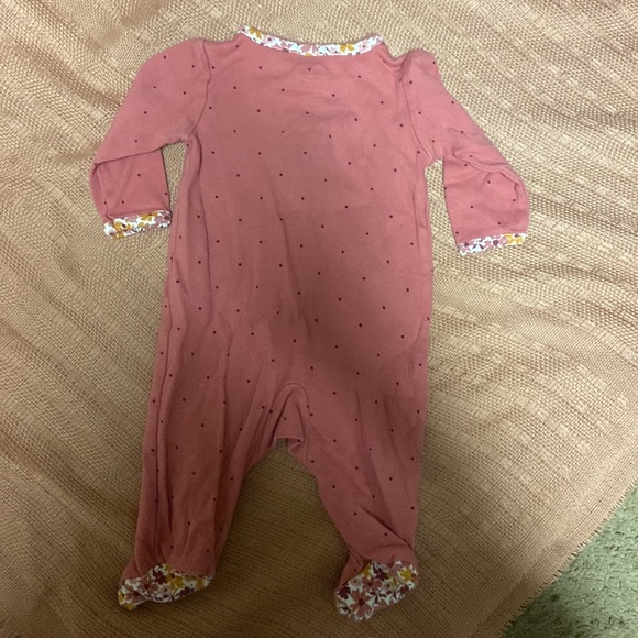 One piece footie pink with polka dots use for bedtime or cold days - Picture 3 of 3